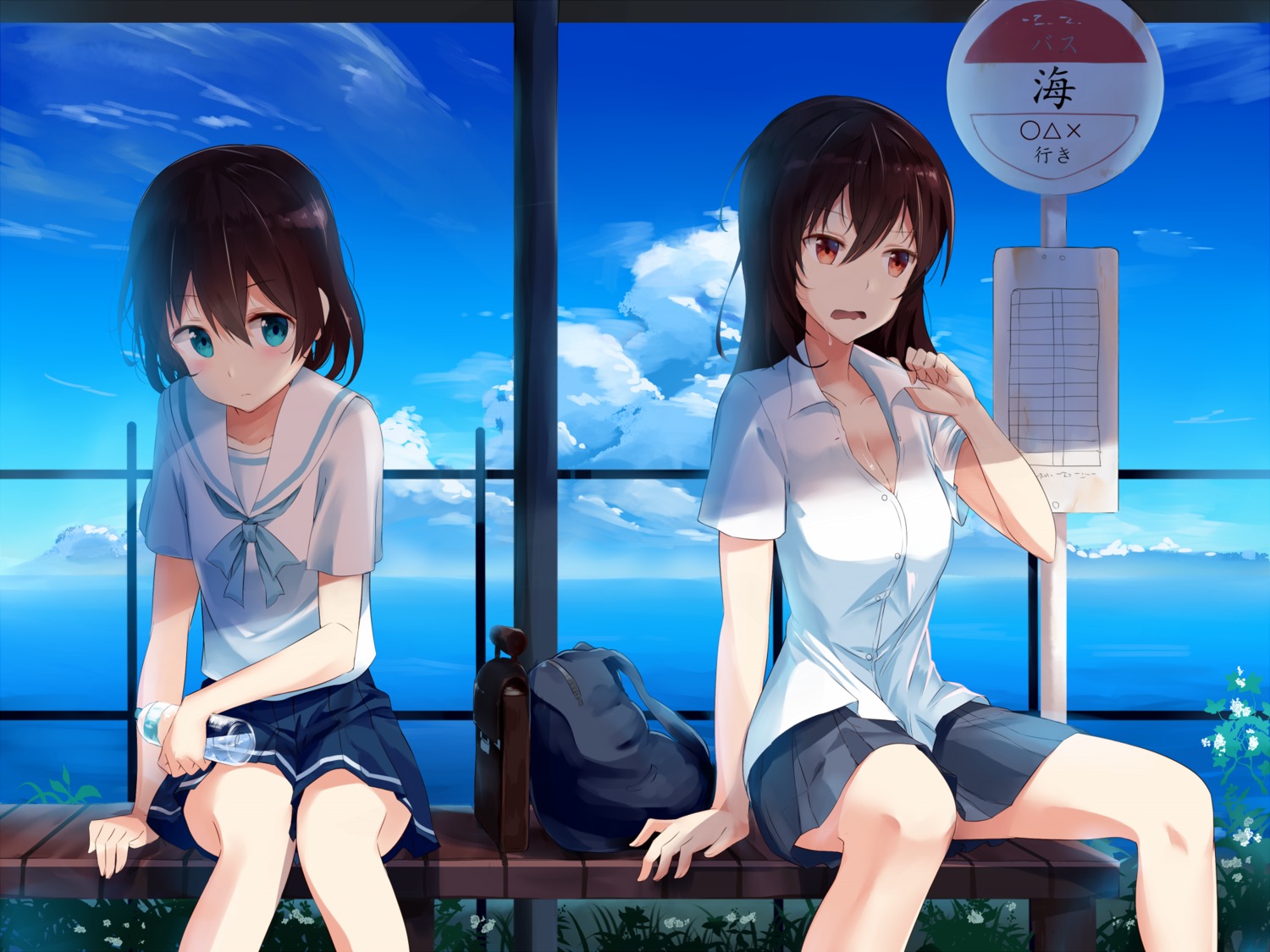 cleavage, kooan, open_shirt, seifuku