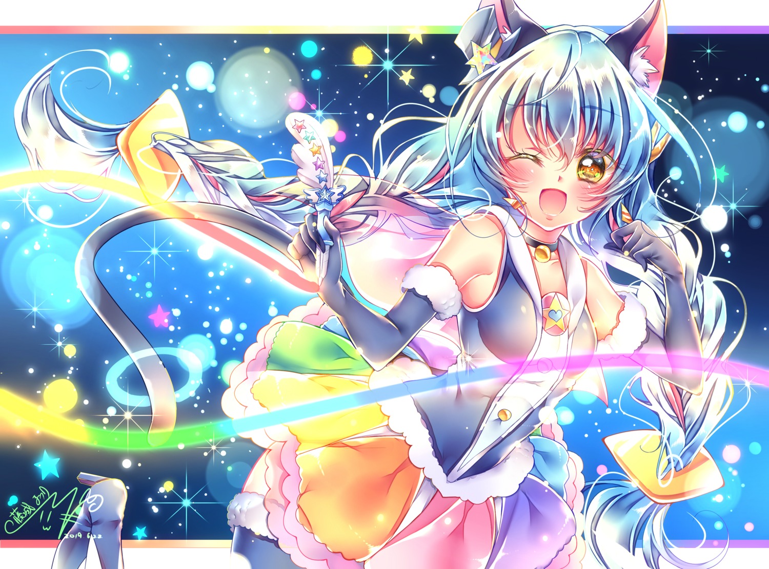 animal_ears, cure_cosmo, nekomimi, precure, star_twinkle_precure, tail, thighhighs, touki_matsuri