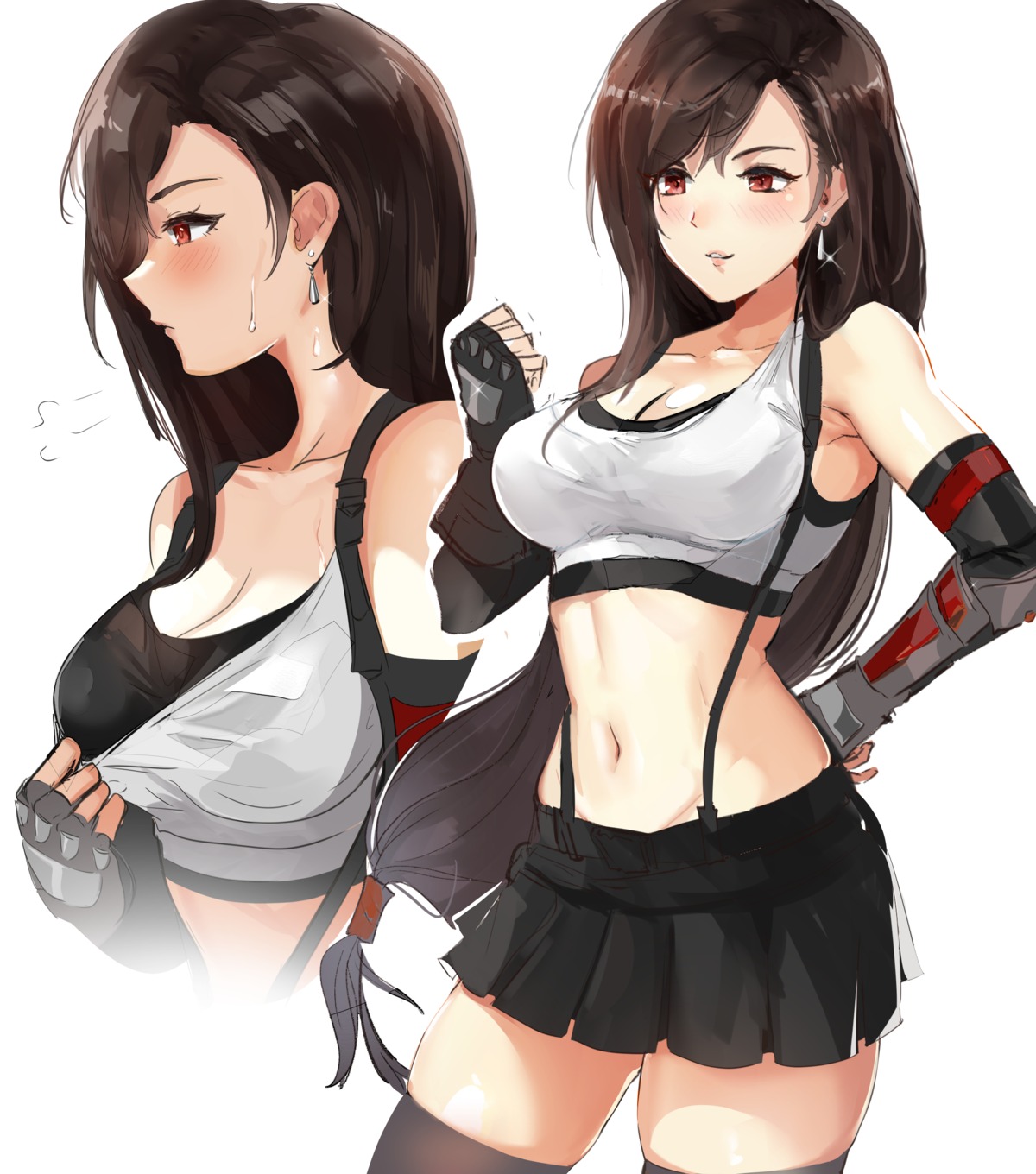 cleavage, final_fantasy, final_fantasy_vii, ormille, thighhighs, tifa_lockhart