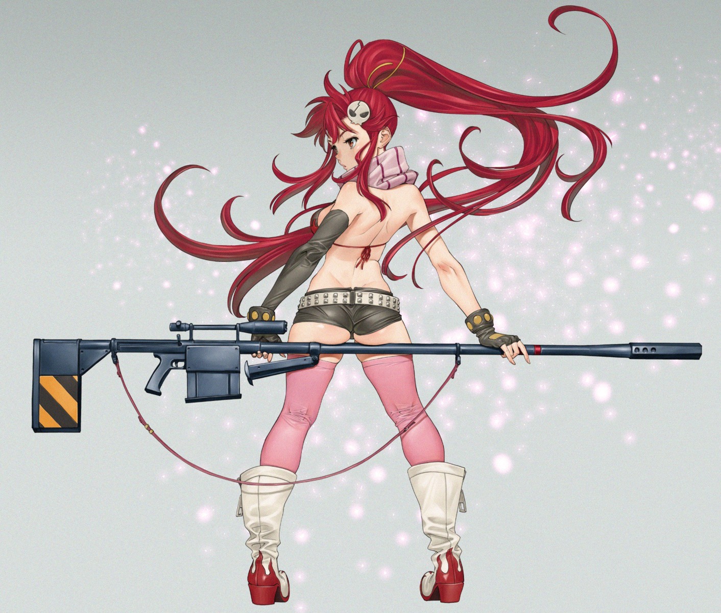 ass, bikini_top, gun, heels, shinya_komi, swimsuits, tengen_toppa_gurren_lagann, thighhighs, yoko