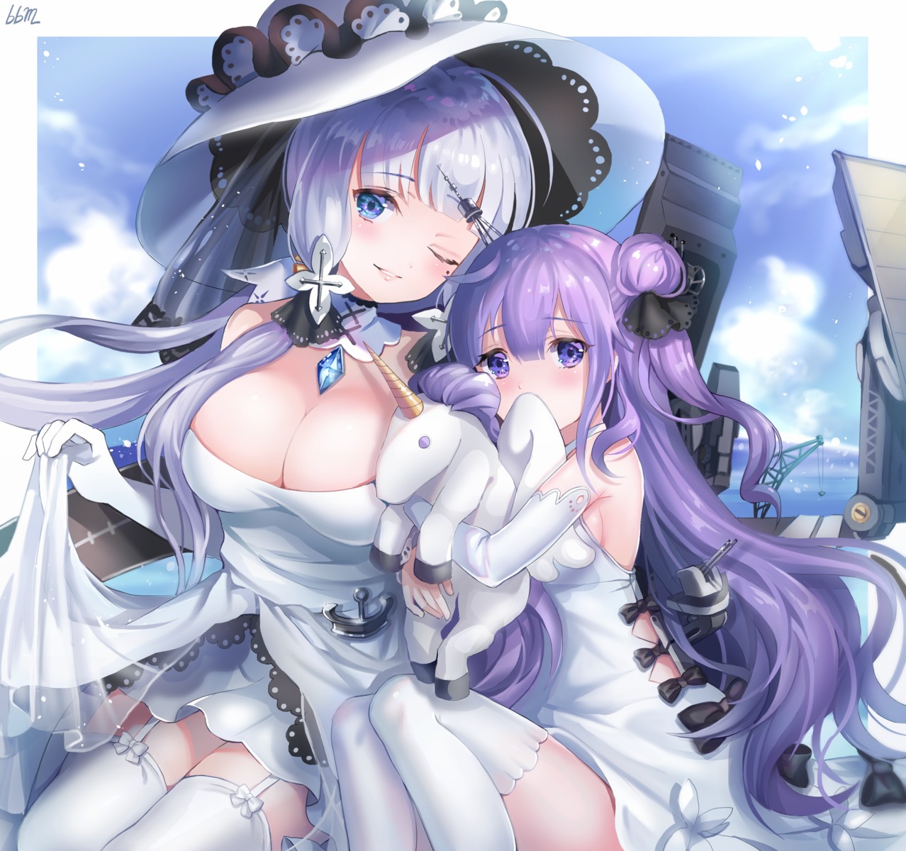 azur_lane, blue_blood_moon, dress, illustrious_(azur_lane), see_through, skirt_lift, stockings, thighhighs