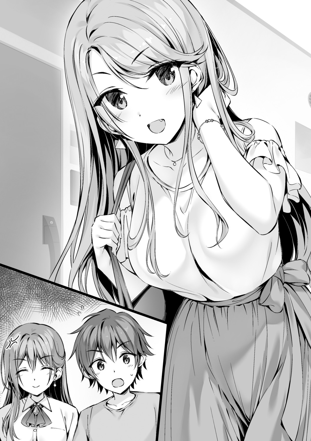 boku_no_kanojo_sensei, dress_shirt, fujiki_maka, keimi_shiya, monochrome, oryou, saigi_makoto