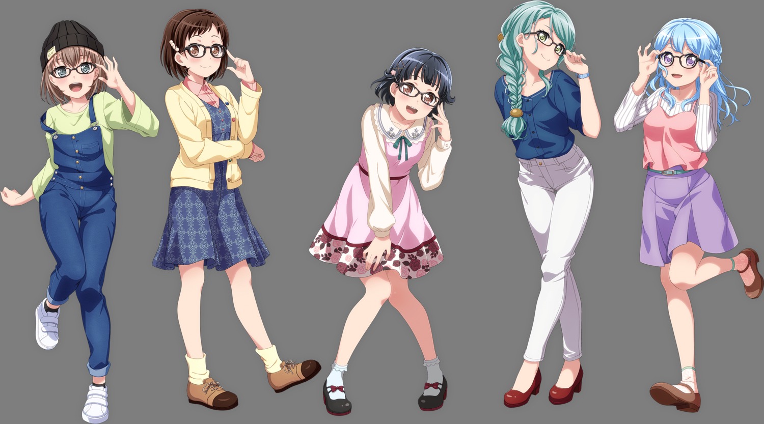 bang_dream!, bang_dream!_episode_of_roselia, dress, hazawa_tsugumi, heels, hikawa_sayo, matsubara_kanon, megane
