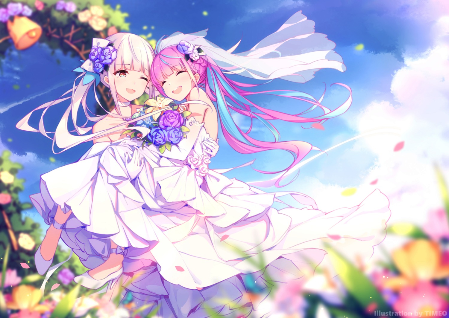 crossover, dress, heels, hololive, kagura_mea, kagura_mea_channel, minato_aqua, timeo
