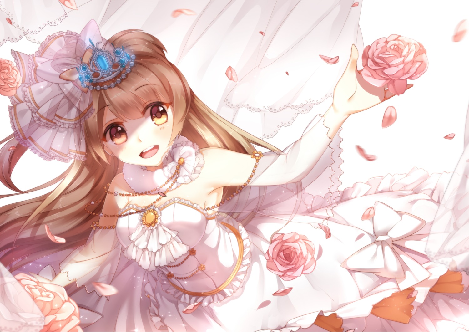 cleavage, dress, kan_(rainconan), love_live!, love_live!_(series), minami_kotori, see_through, wedding_dress