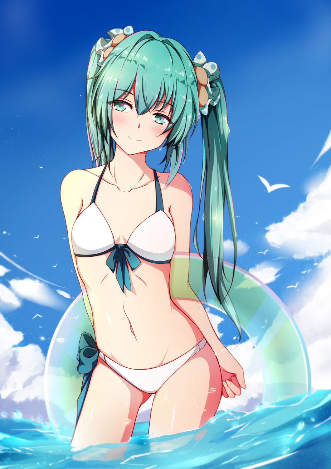 bikini, cleavage, hatsune_miku, qingye_ling, swimsuits, vocaloid, wet