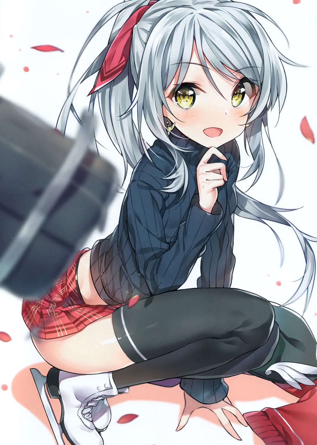 ice_skating, moonphase, sweater, thighhighs, yuran