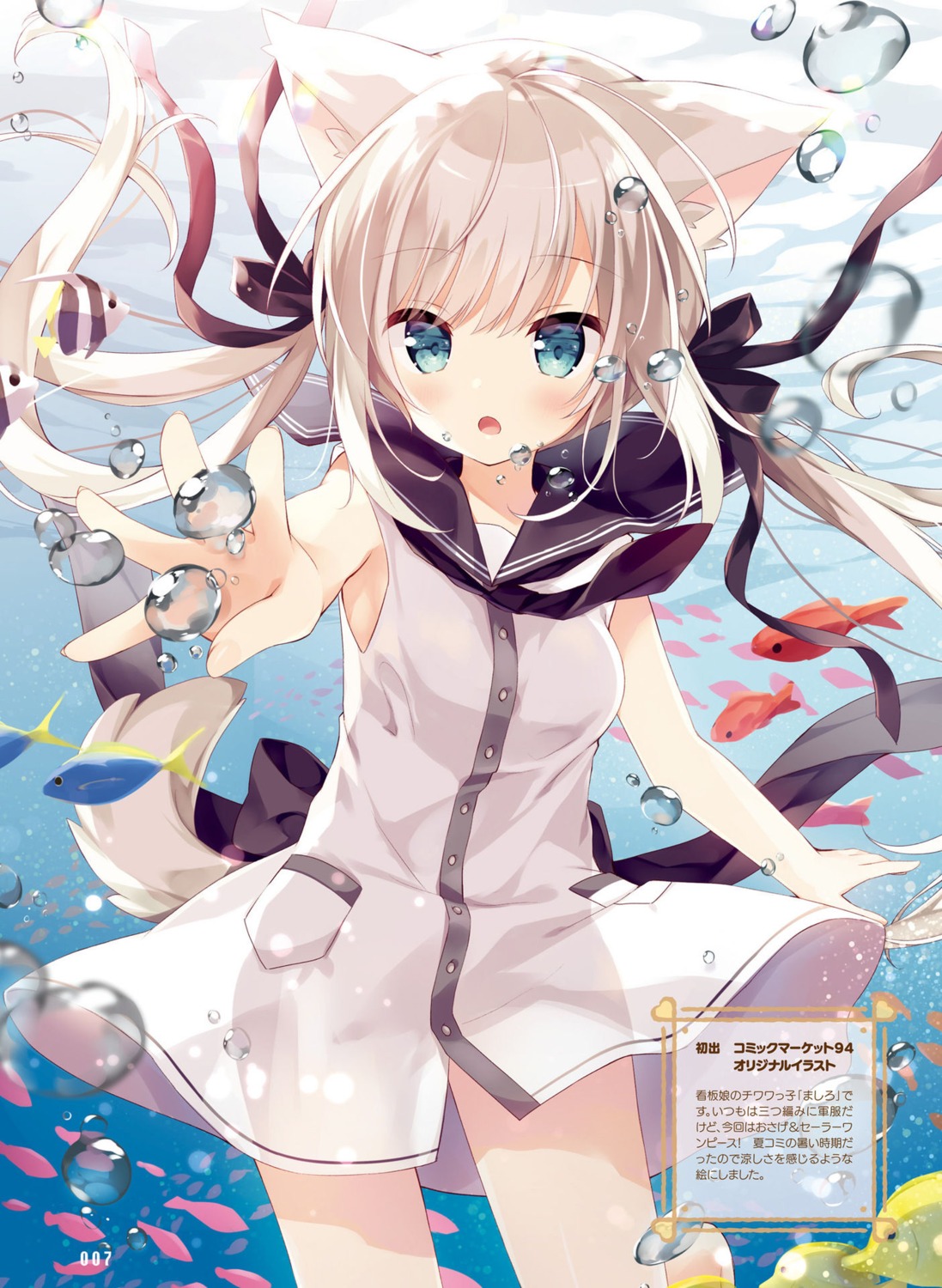 animal_ears, dress, hoshi, inumimi, mashiro_(hoshi), see_through, skirt_lift, tail