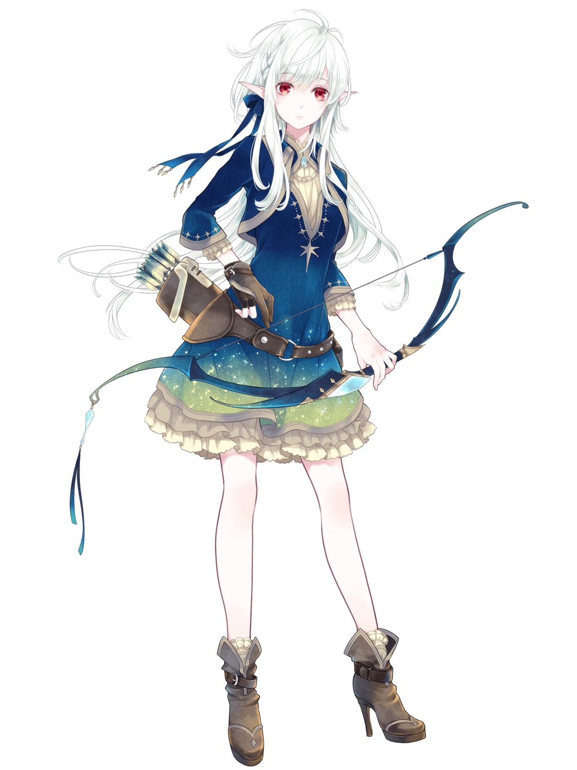 dress, heels, kerberos_blade, pointy_ears, tagme, weapon