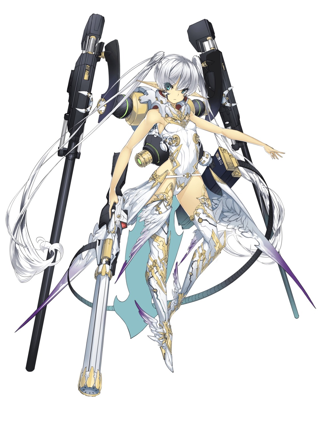 kerberos_blade, leotard, pointy_ears, tagme, thighhighs, weapon