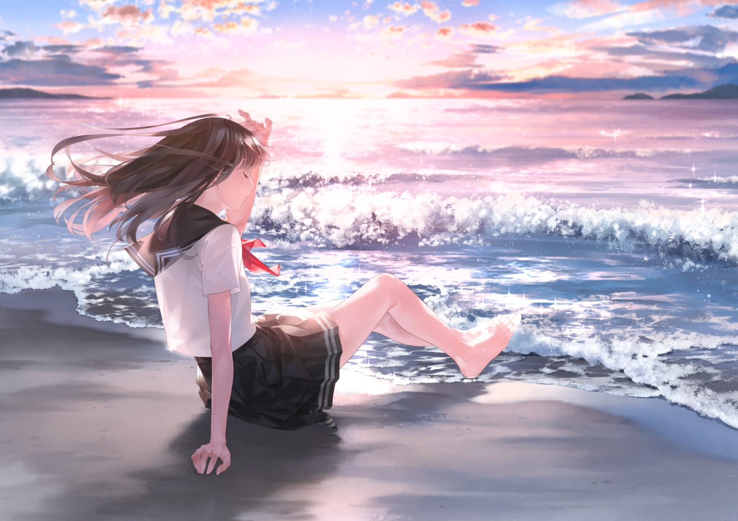 landscape, seifuku, sousou_(sousouworks), wet