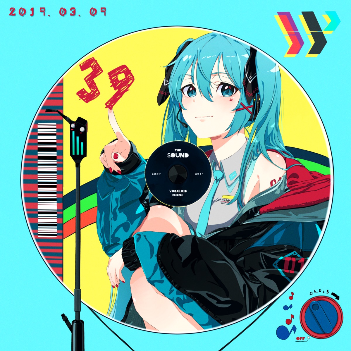 hatsune_miku, headphones, osabe_tom, tattoo, vocaloid