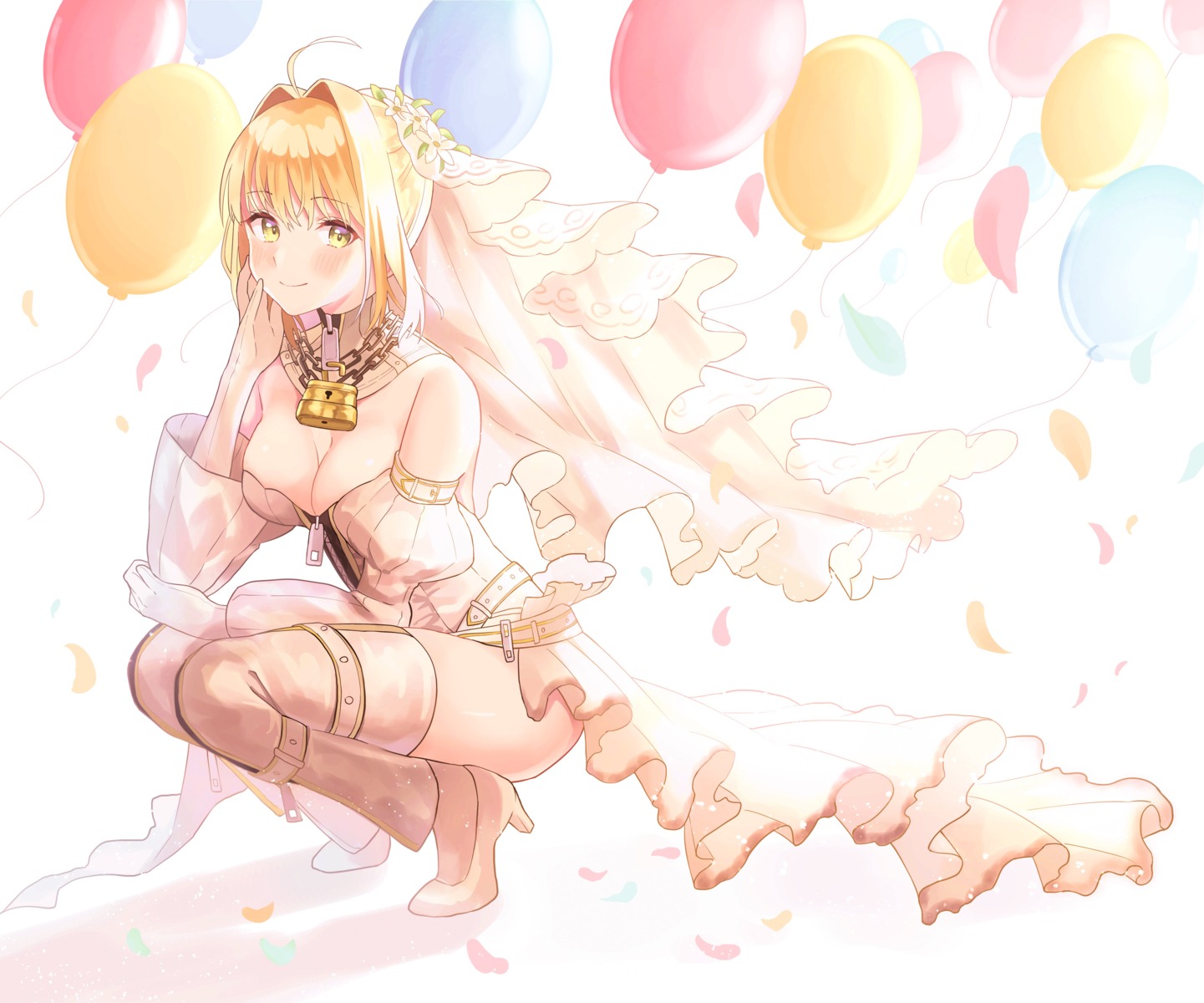 cleavage, fate/grand_order, heels, leotard, lq_saku, nero_claudius_(fate), thighhighs