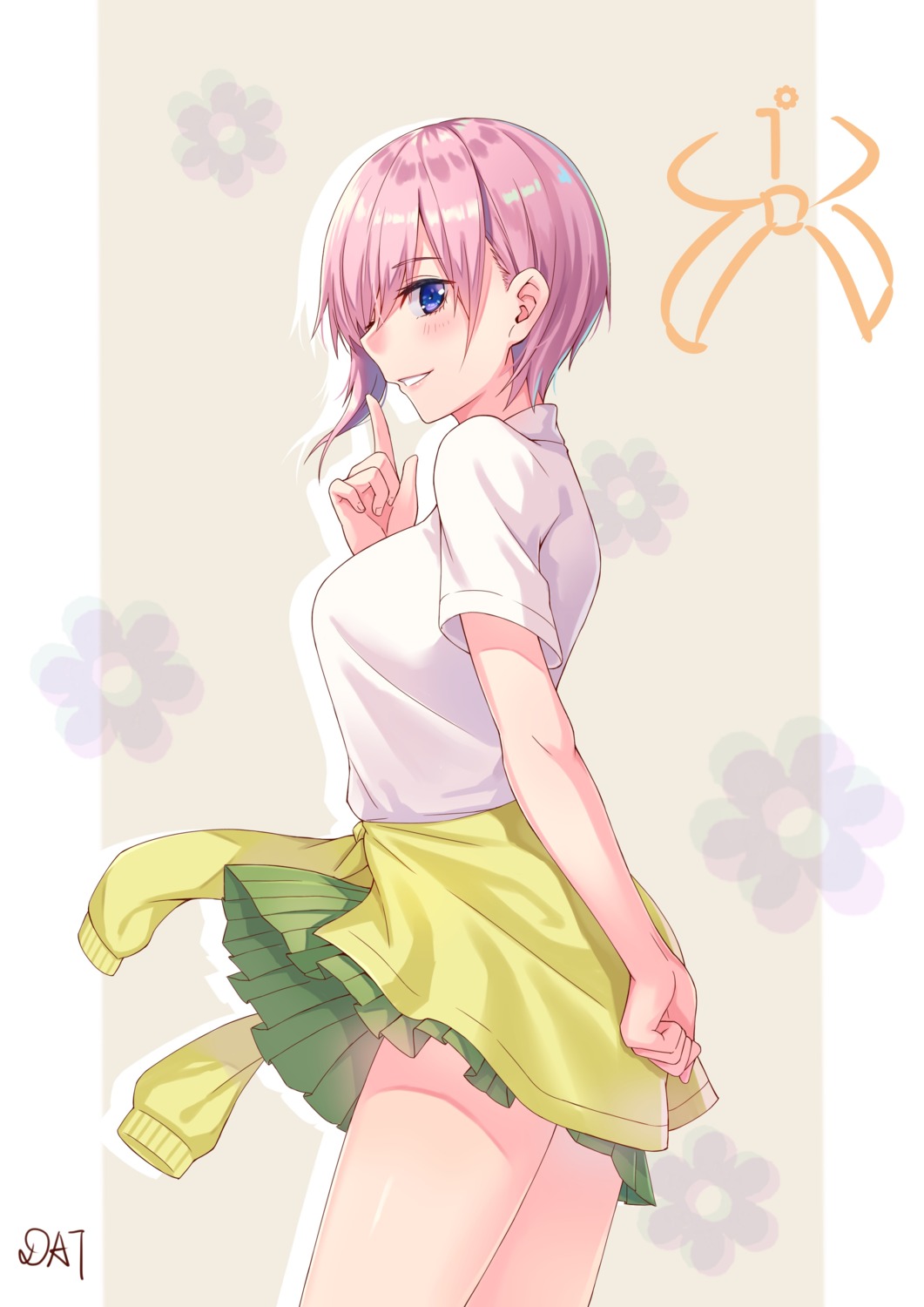 5-toubun_no_hanayome, da-cart, nakano_ichika, seifuku, skirt_lift, sweater