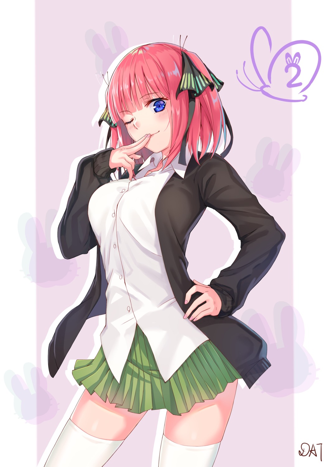 5-toubun_no_hanayome, da-cart, nakano_nino, seifuku, sweater, thighhighs