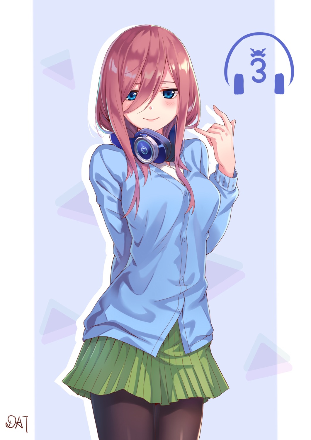 5-toubun_no_hanayome, da-cart, headphones, nakano_miku, pantyhose, seifuku, sweater