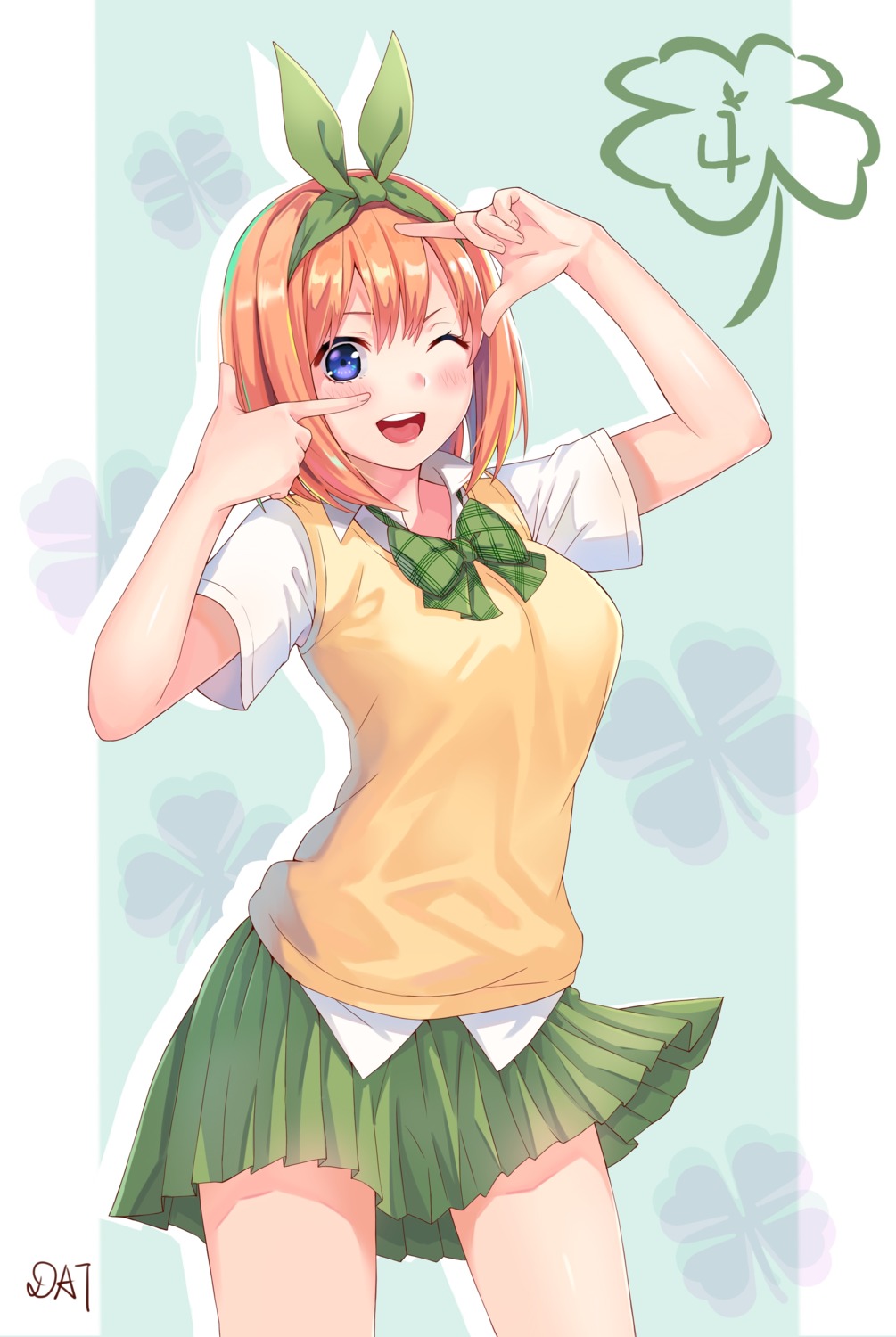 5-toubun_no_hanayome, da-cart, nakano_yotsuba, seifuku, skirt_lift, sweater