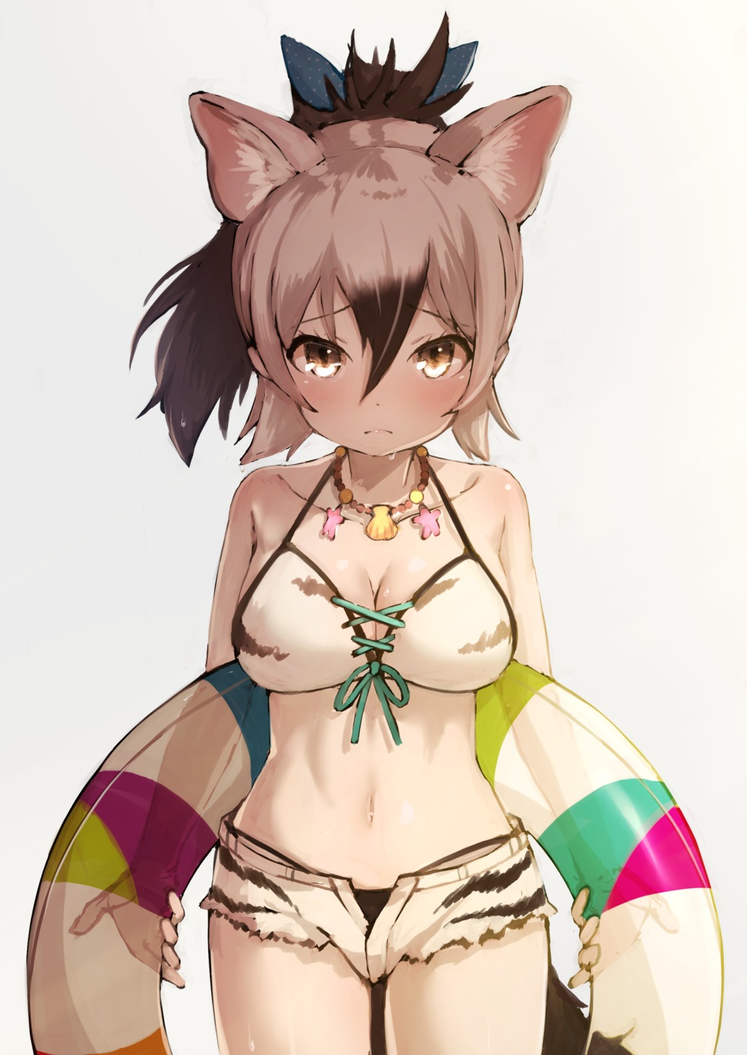 aardwolf, animal_ears, bikini, cleavage, deku_suke, kemono_friends, swimsuits, tail
