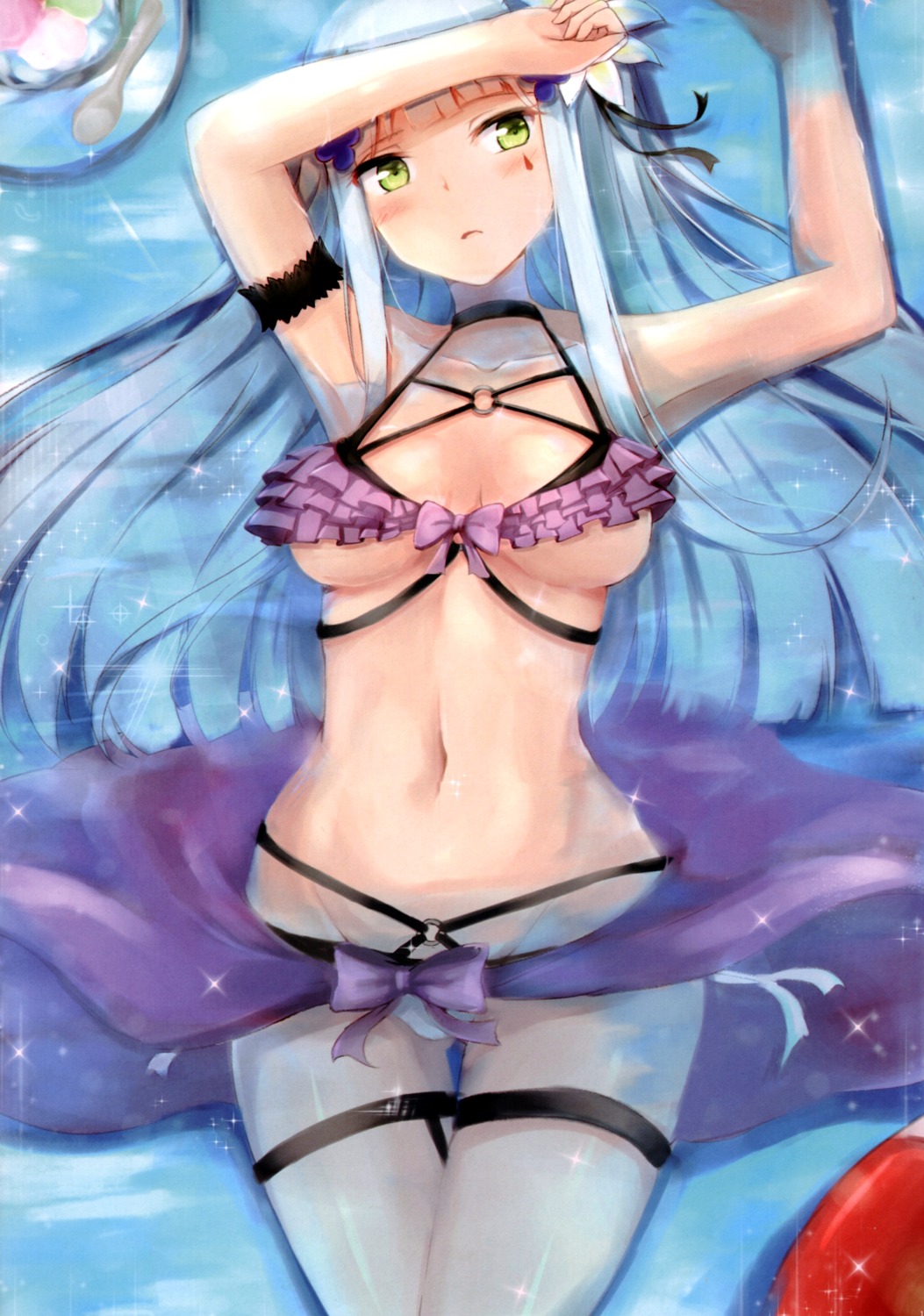 bikini, garter, girls_frontline, hakuya_(white_night), hk416_(girls_frontline), swimsuits, underboob, wet