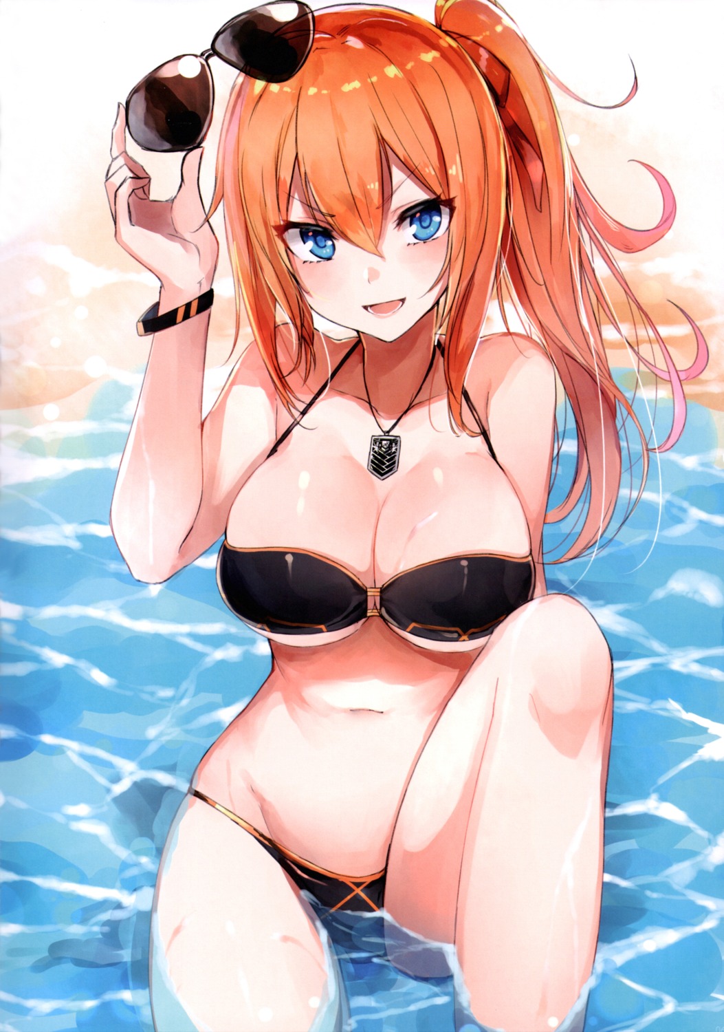 bikini, cleavage, girls_frontline, kalina_(girls_frontline), megane, swimsuits, tagme, underboob, wet