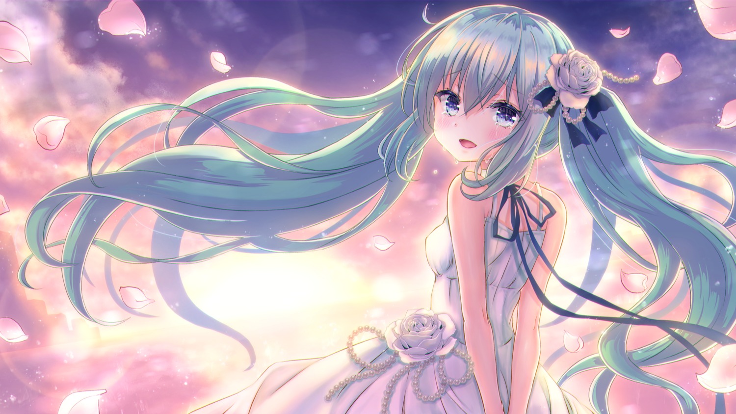 dress, hatsune_miku, sakuraume, summer_dress, vocaloid