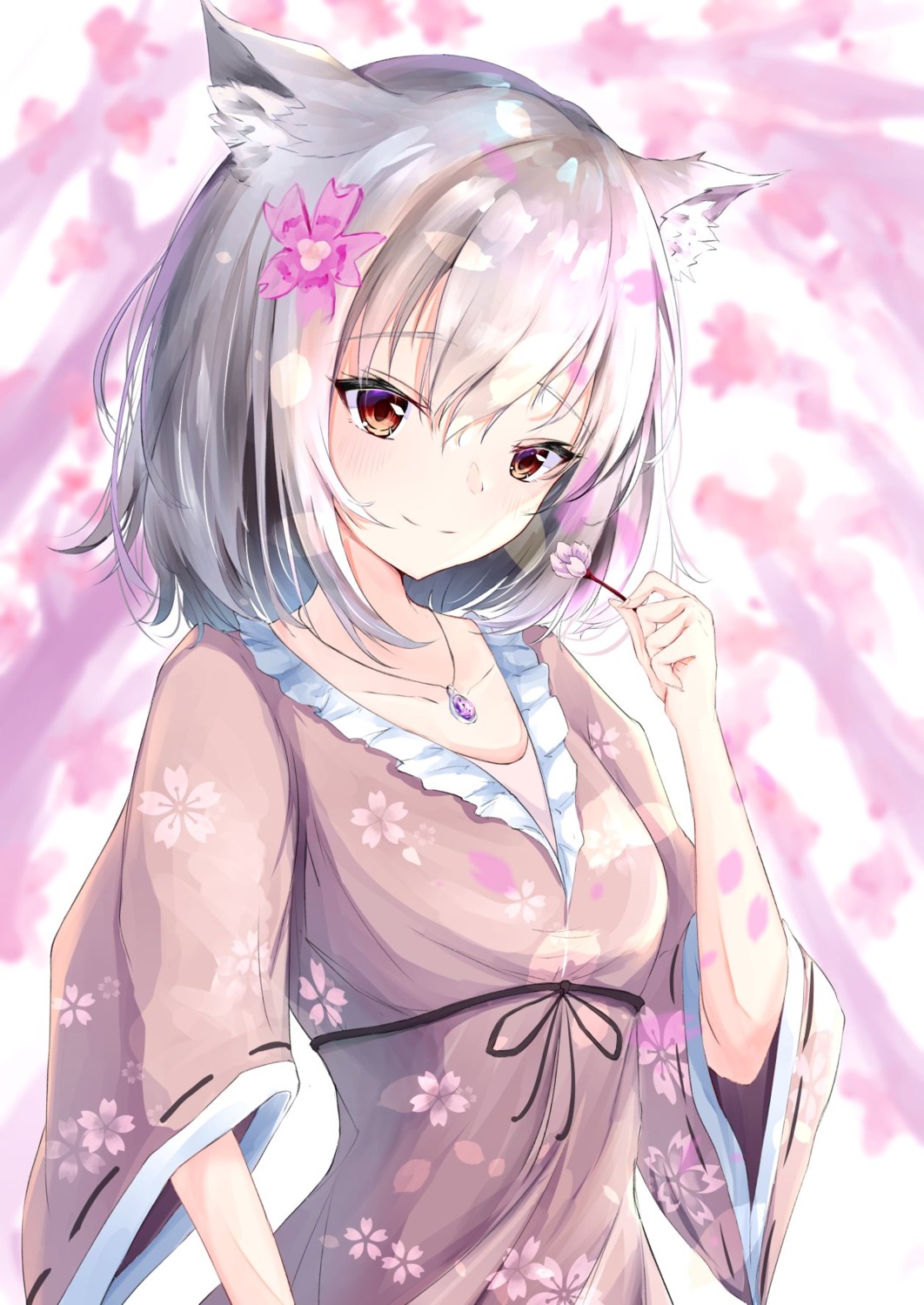 animal_ears, japanese_clothes, megumi_kei, nekomimi