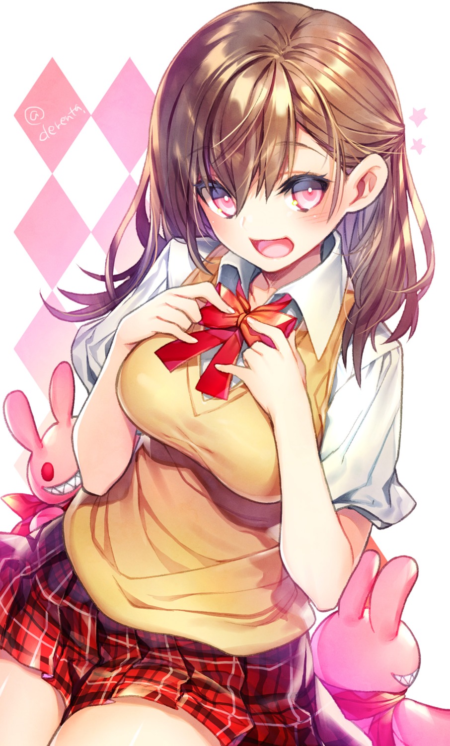 breast_hold, renta, seifuku, sweater