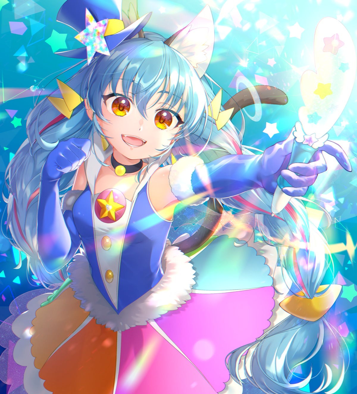 animal_ears, cure_cosmo, dress, nekomimi, precure, star_twinkle_precure, tail, yupiteru