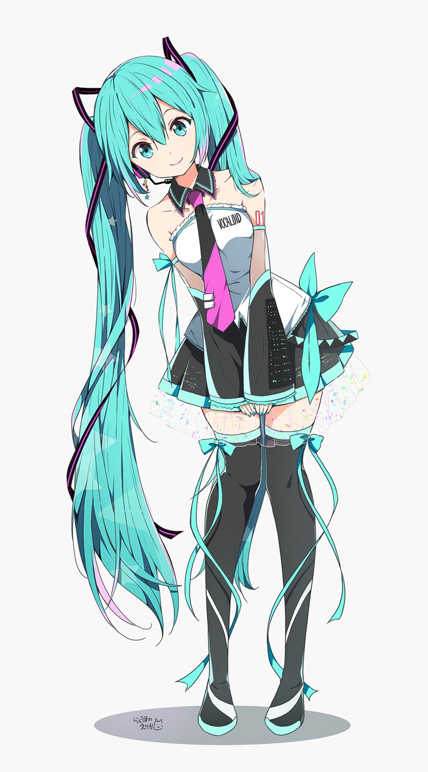 hatsune_miku, headphones, ragho_no_erika, see_through, tattoo, thighhighs, vocaloid