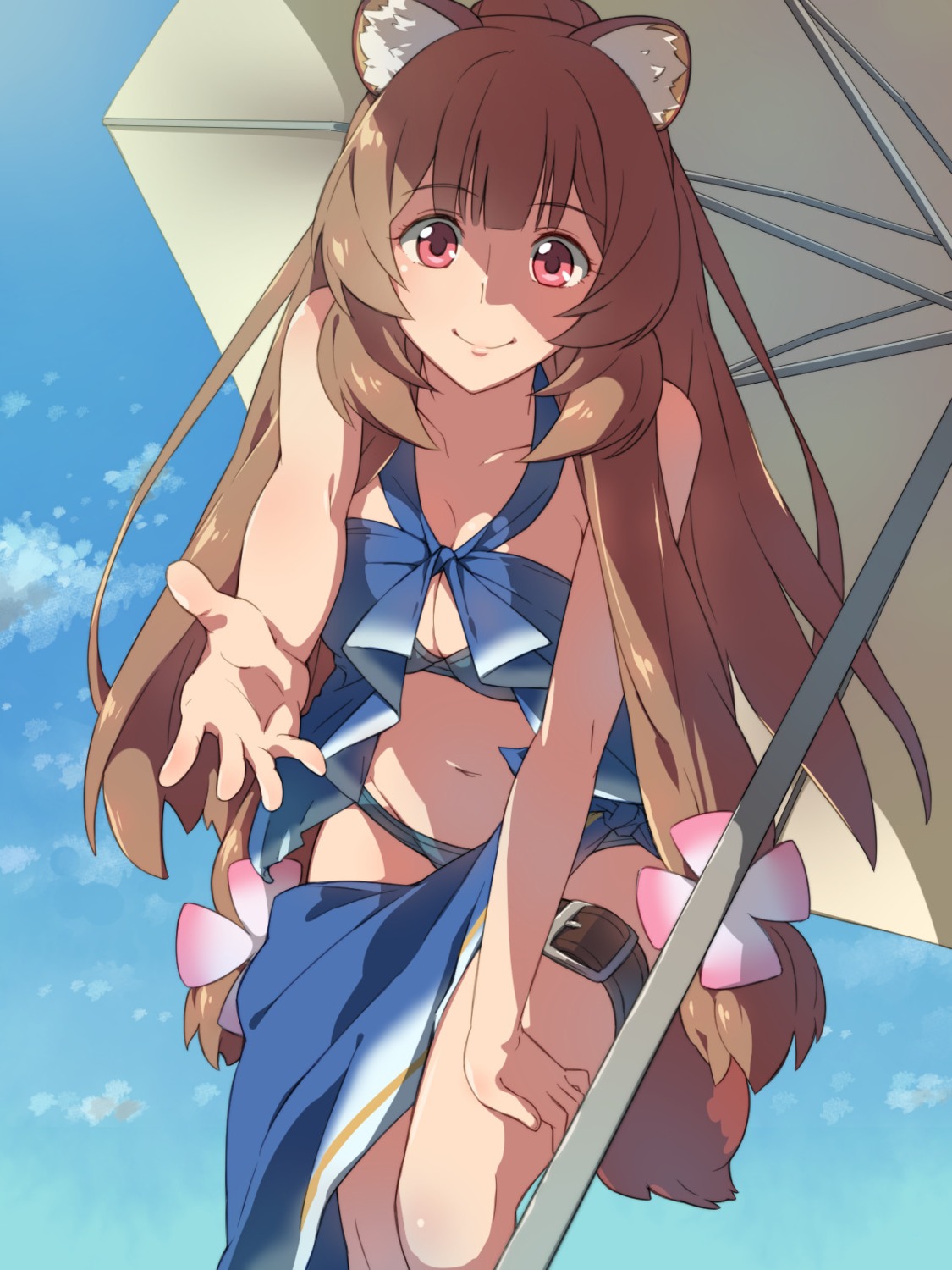 animal_ears, bikini, chiharu_(9654784), cleavage, garter, raphtalia, swimsuits, tail