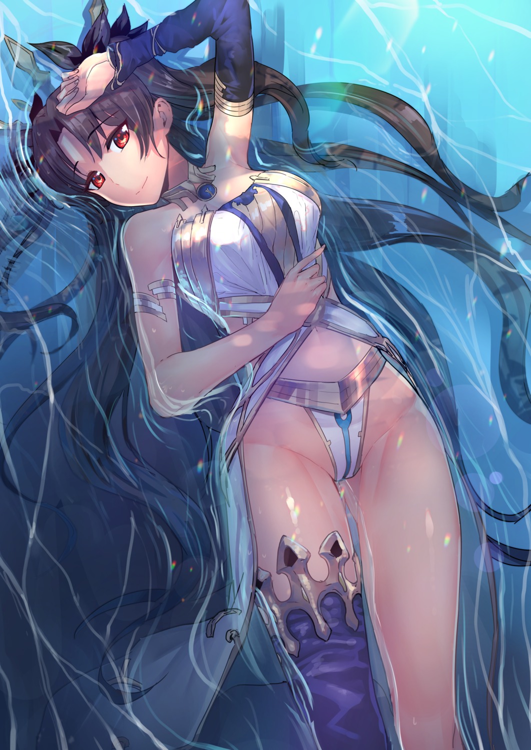 chung_cthemax, cleavage, fate/grand_order, ishtar_(fate), pantsu, thighhighs, wet