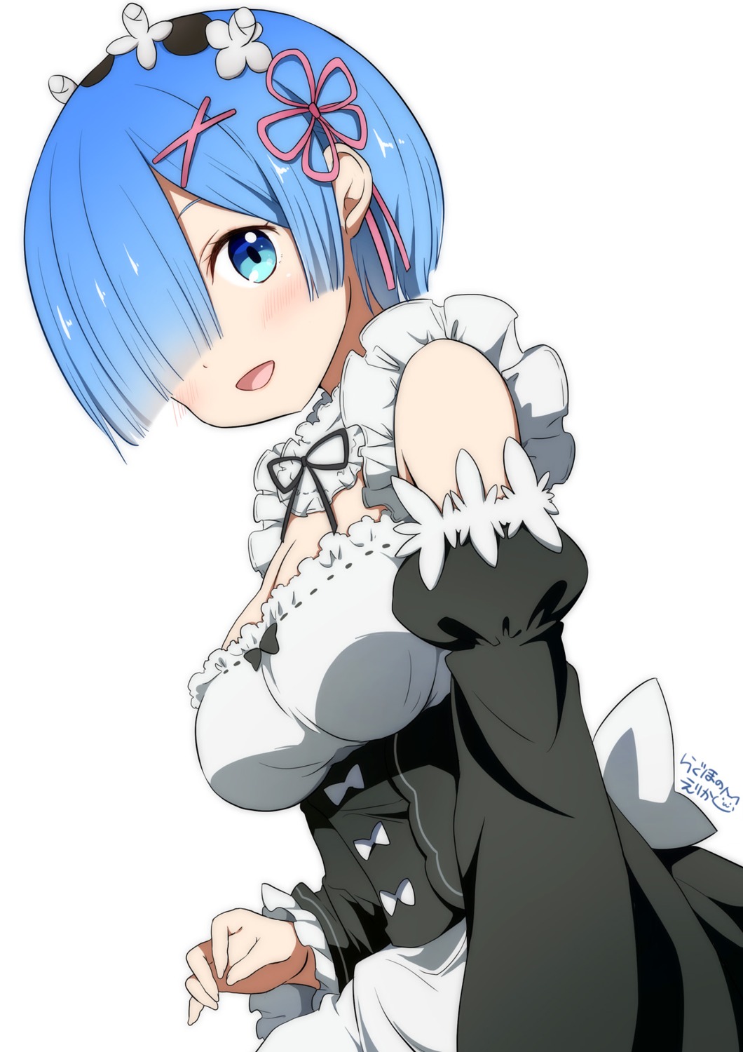 cleavage, maid, ragho_no_erika, re:zero_kara_hajimeru_isekai_seikatsu, rem_(re_zero)