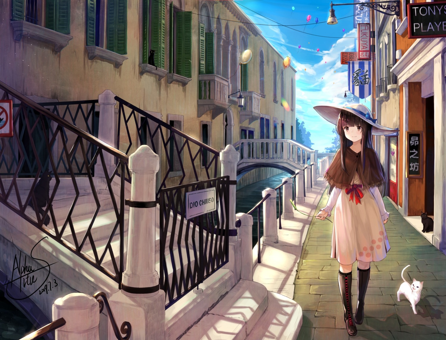 alphatitus, dress, landscape, neko