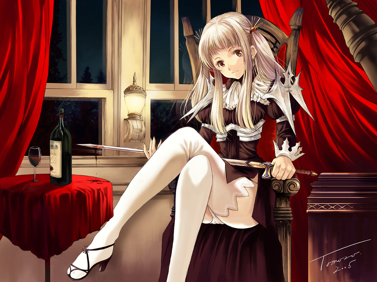 lolita_fashion, pantsu, sword, thighhighs, tomozo_kaoru, wallpaper