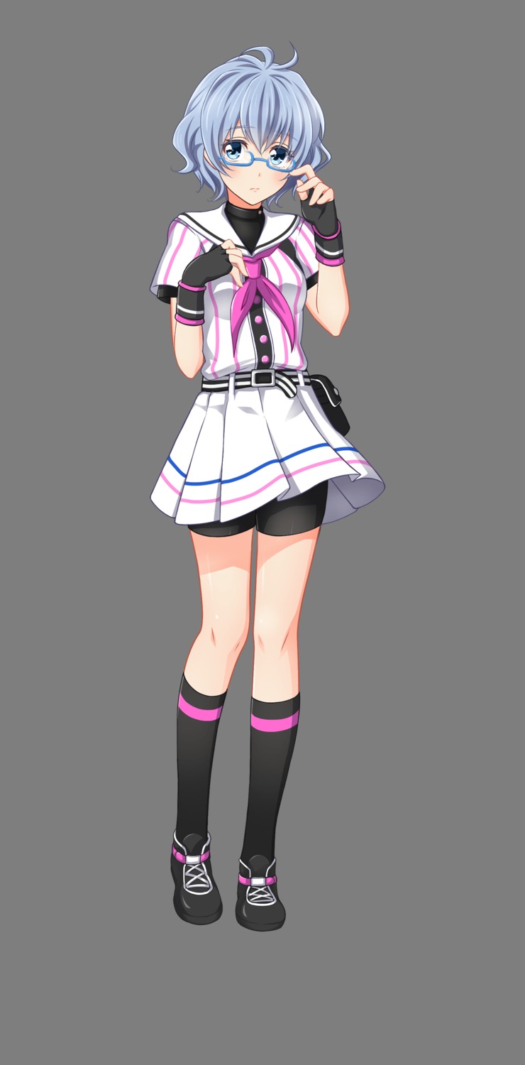 bike_shorts, breast_hold, hachigatsu_no_cinderella_nine, hase_maria, megane, tagme, transparent_png, uniform