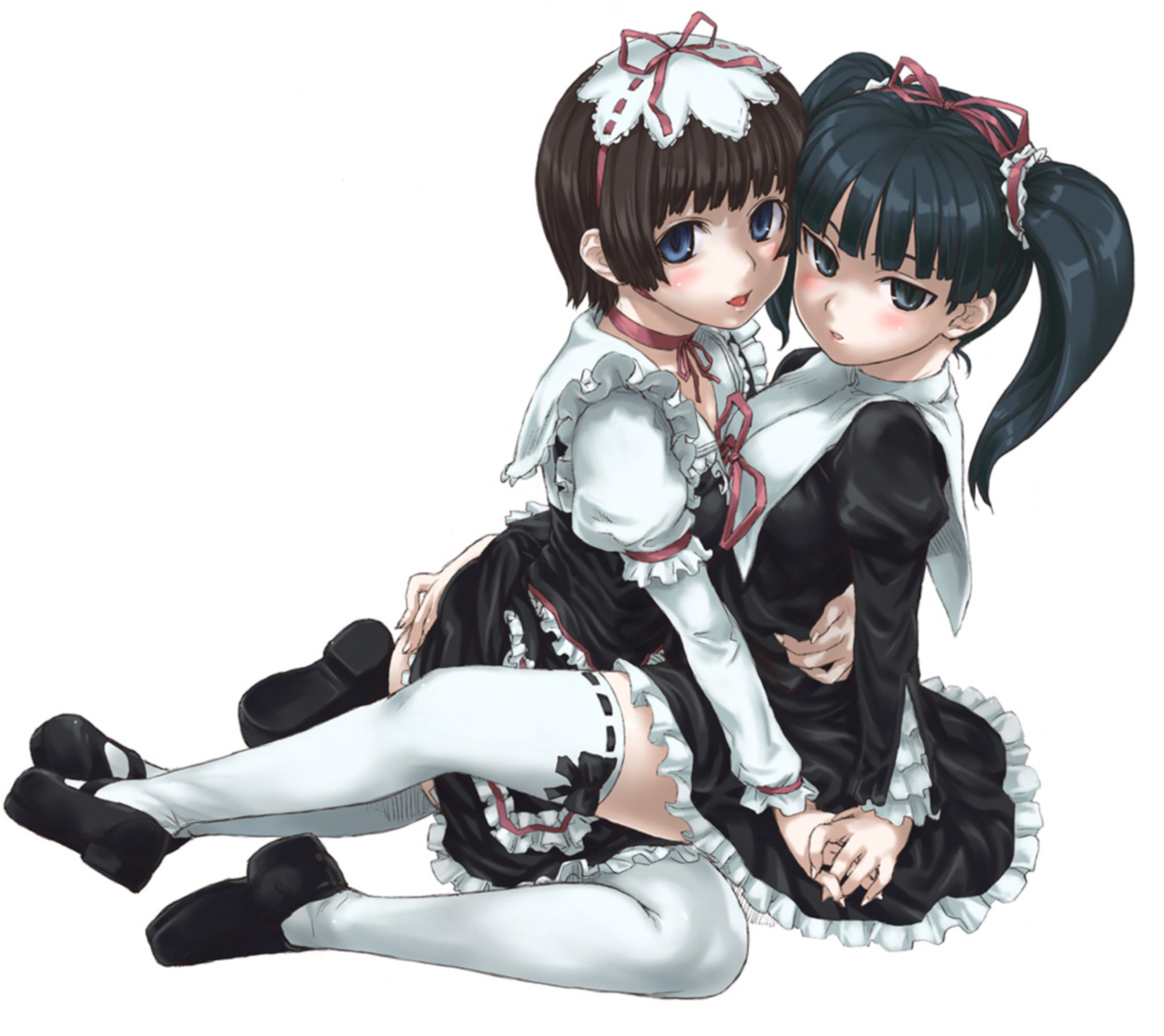 asanagi, coyote_ragtime_show, lolita_fashion, thighhighs, yuri
