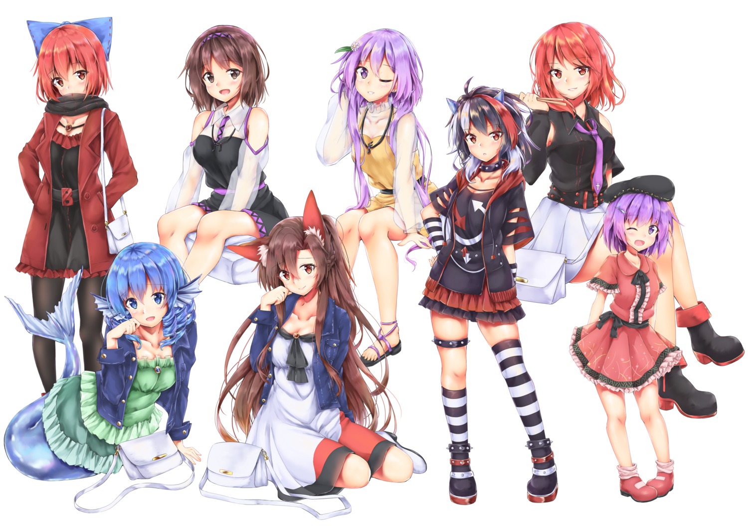 akiteru98, animal_ears, cleavage, dress, garter, heels, horikawa_raiko, imaizumi_kagerou