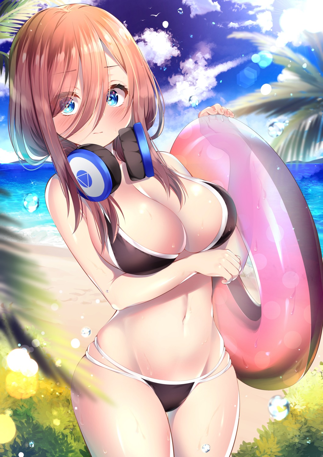 5-toubun_no_hanayome, bikini, breast_hold, nakano_miku, nari_(narikashi), swimsuits
