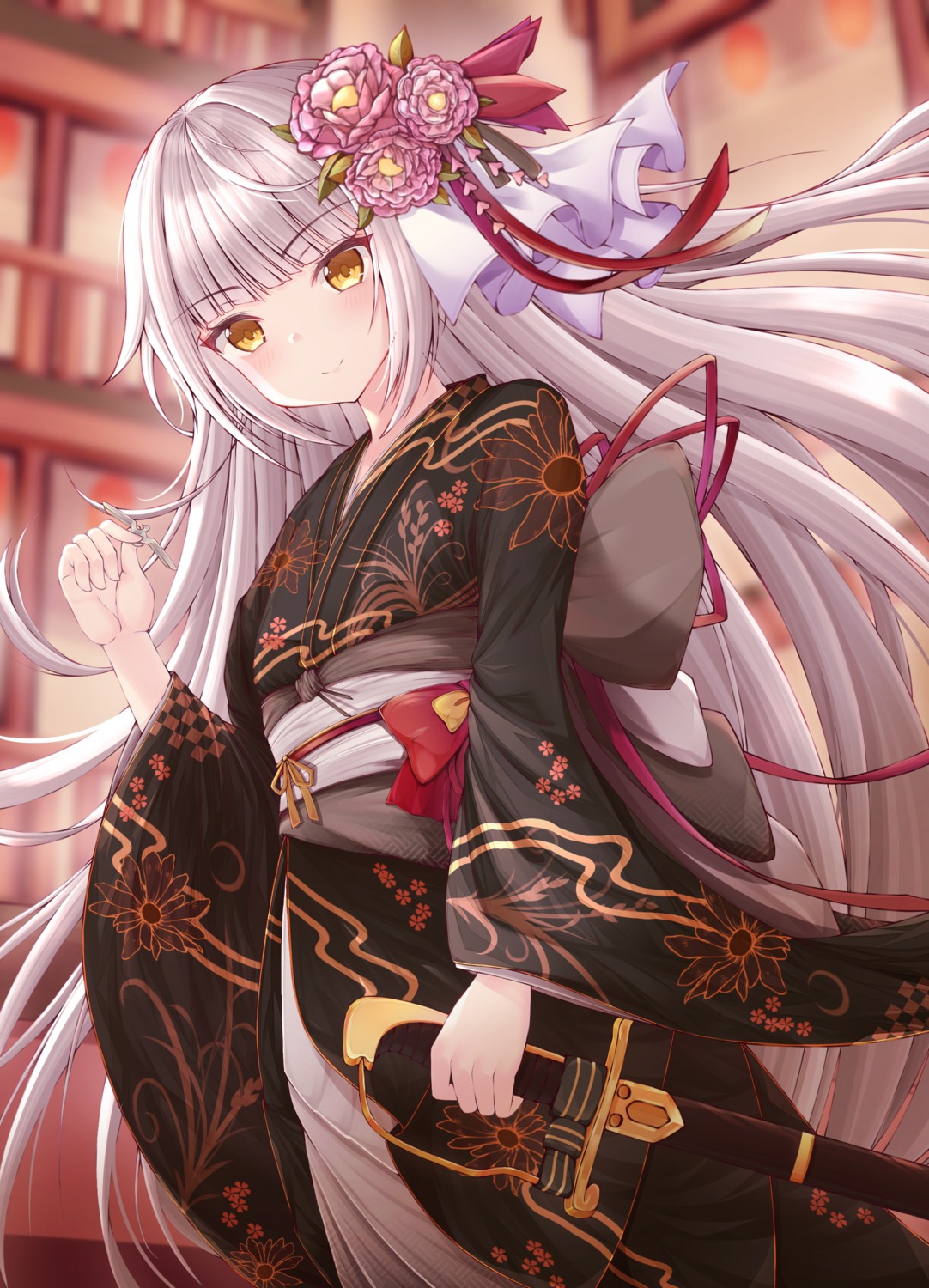 azur_lane, ichizon, kimono, sword, z46_(azur_lane)