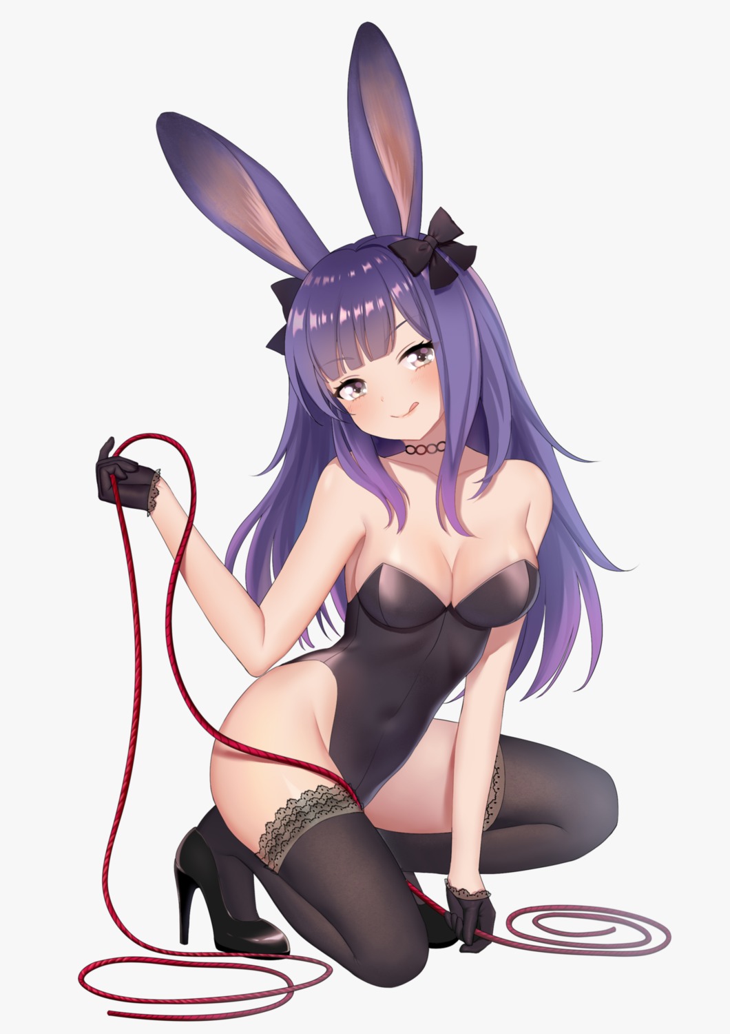 animal_ears, arknights, bunny_ears, bunny_girl, cleavage, heels, luobo1220, rope_(arknights)