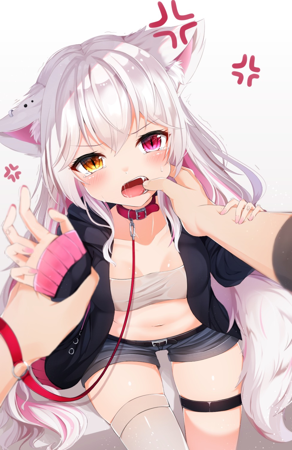 animal_ears, cleavage, garter, heterochromia, nya_rl, tail, thighhighs