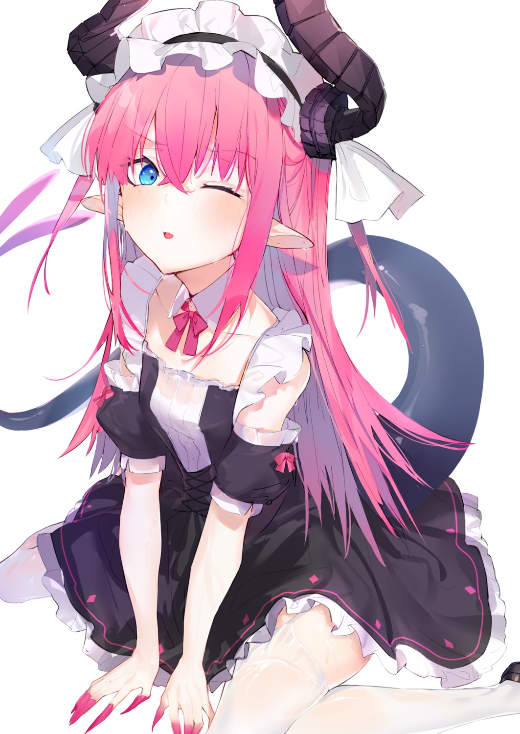 aida_(chinhung0612), elizabeth_bathory, fate/extella_link, fate/grand_order, horns, maid, pointy_ears, see_through