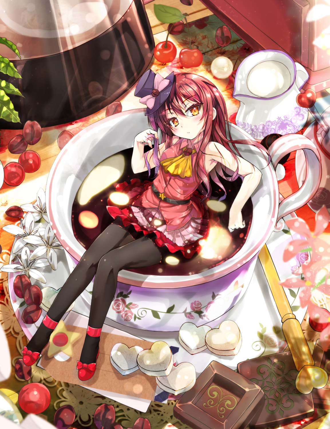 cafe-chan_to_break_time, cafe_(cafe-chan_to_break_time), pantyhose, porurin, wet