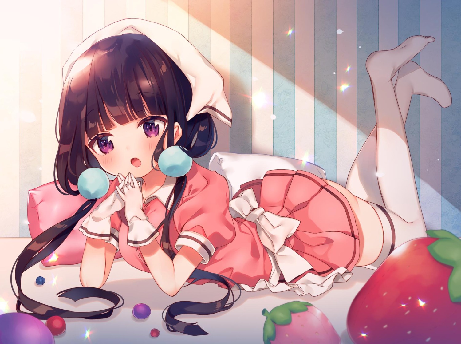 ana, ass, blend_s, maid, sakuranomiya_maika, skirt_lift, thighhighs, waitress