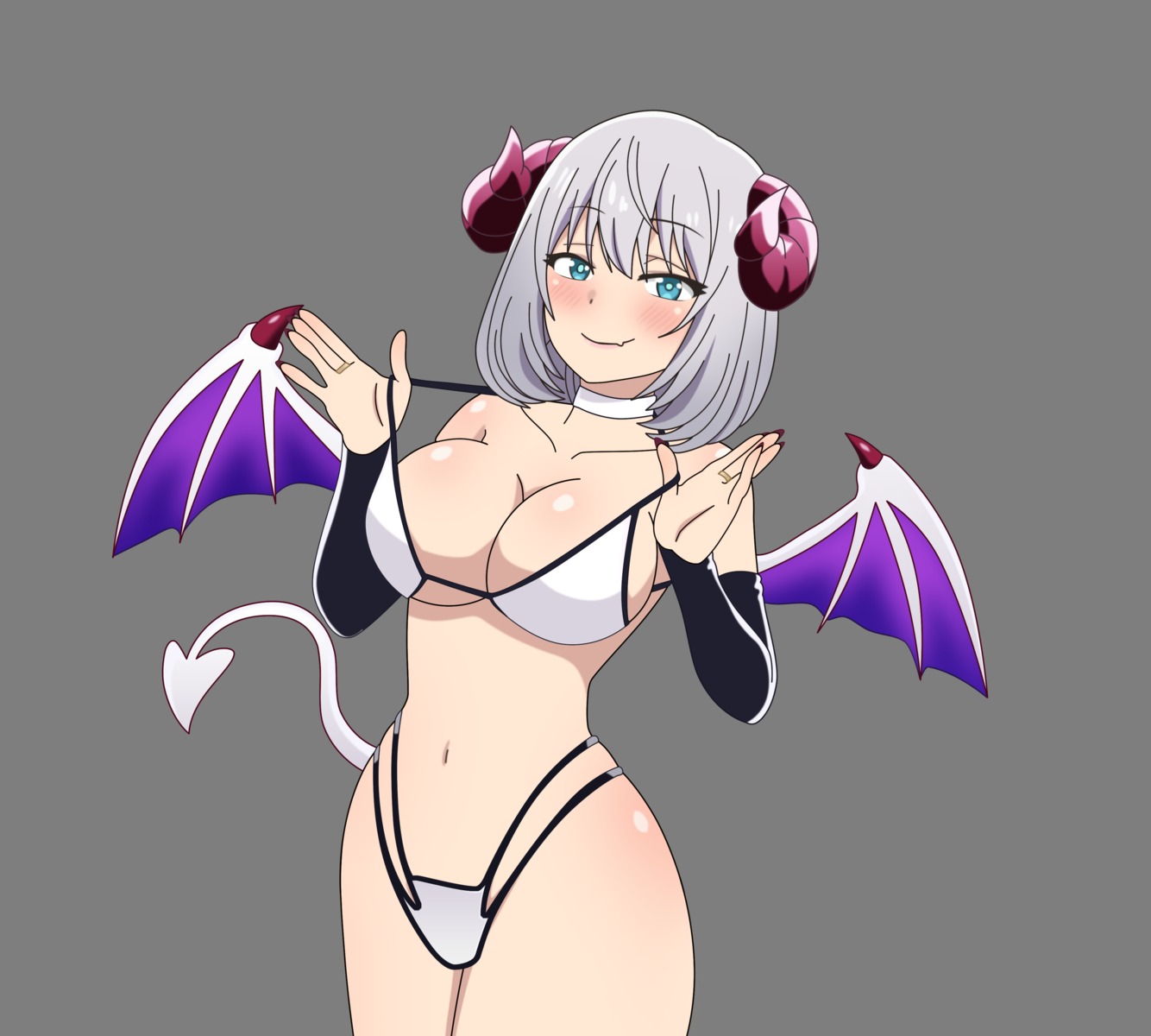 bikini, devil, horns, swimsuits, tail, tejina_senpai, transparent_png, undressing
