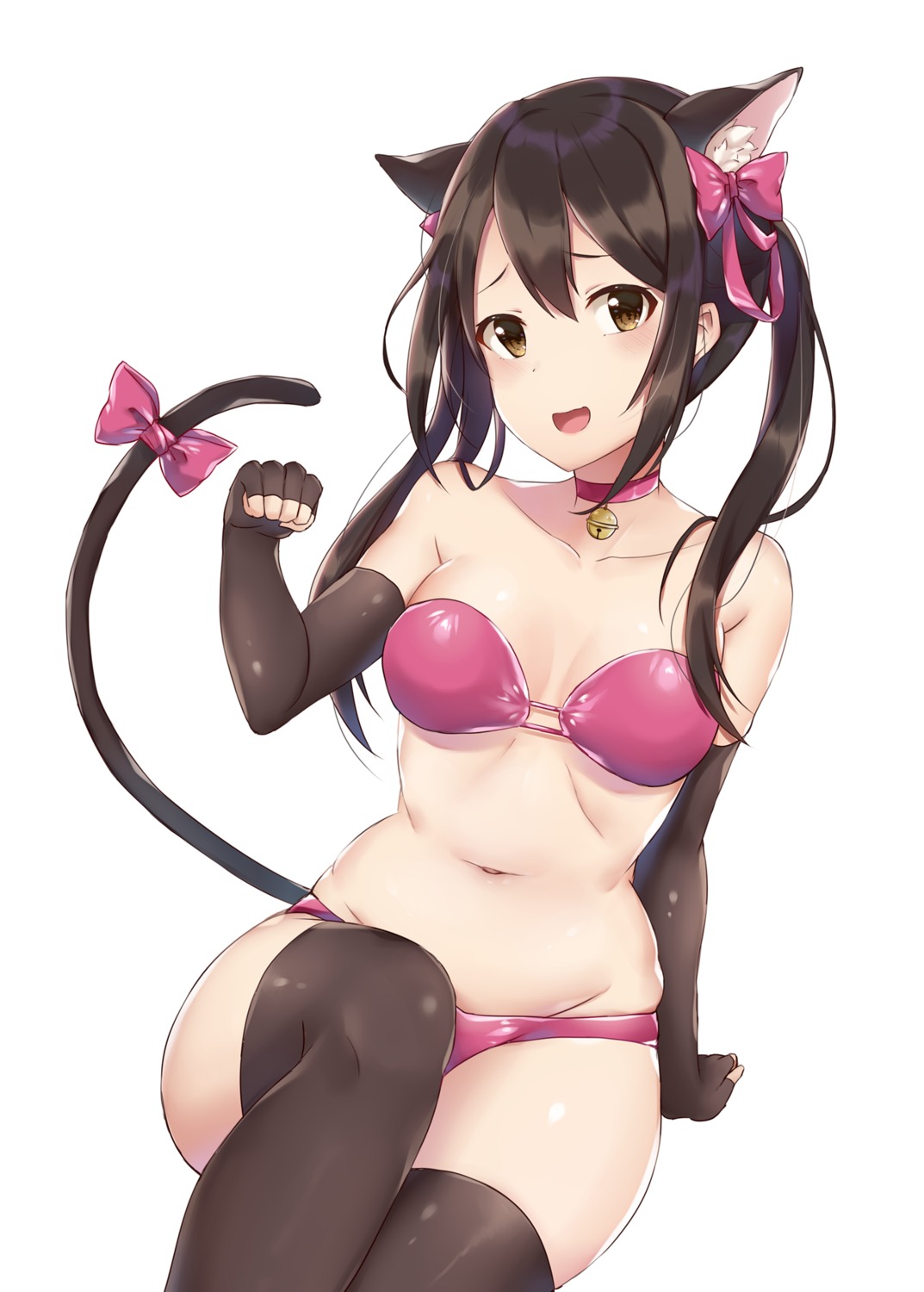 animal_ears, bikini, cleavage, nakano_yuka, nekomimi, swimsuits, tail, the_idolm@ster, the_idolm@ster_cinderella_girls, thighhighs, zhi_zhi/zu_zu