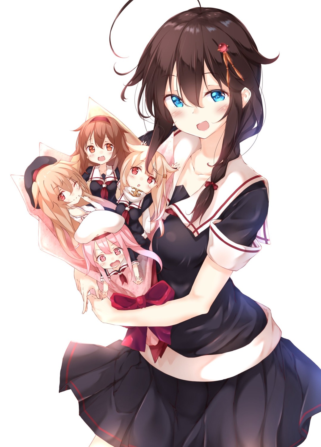 chibi, harusame_(kancolle), kantai_collection, murasame_(kancolle), numpopo, seifuku, shigure_(kancolle), shiratsuyu_(kancolle)