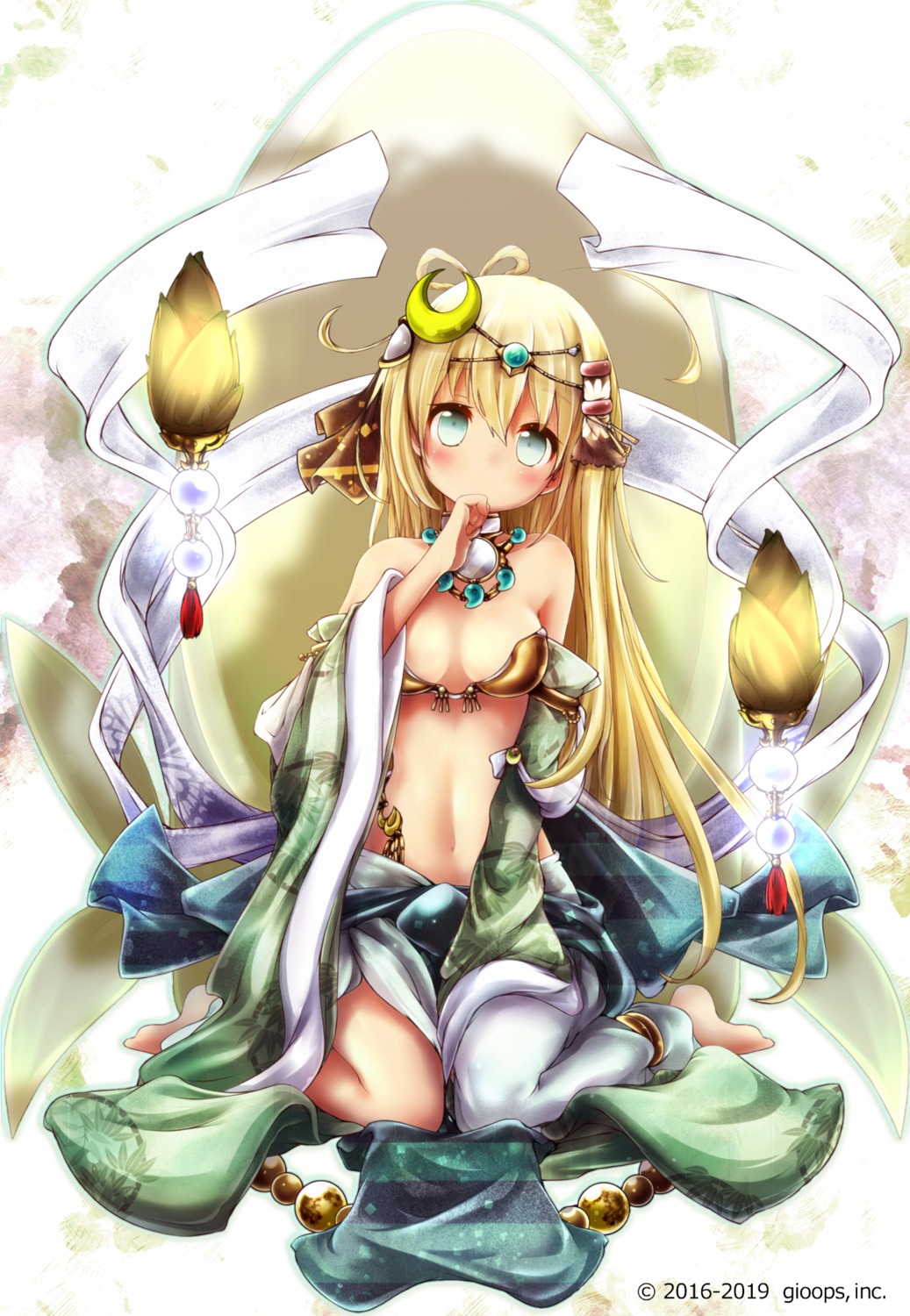 akino, bikini_armor, japanese_clothes, open_shirt