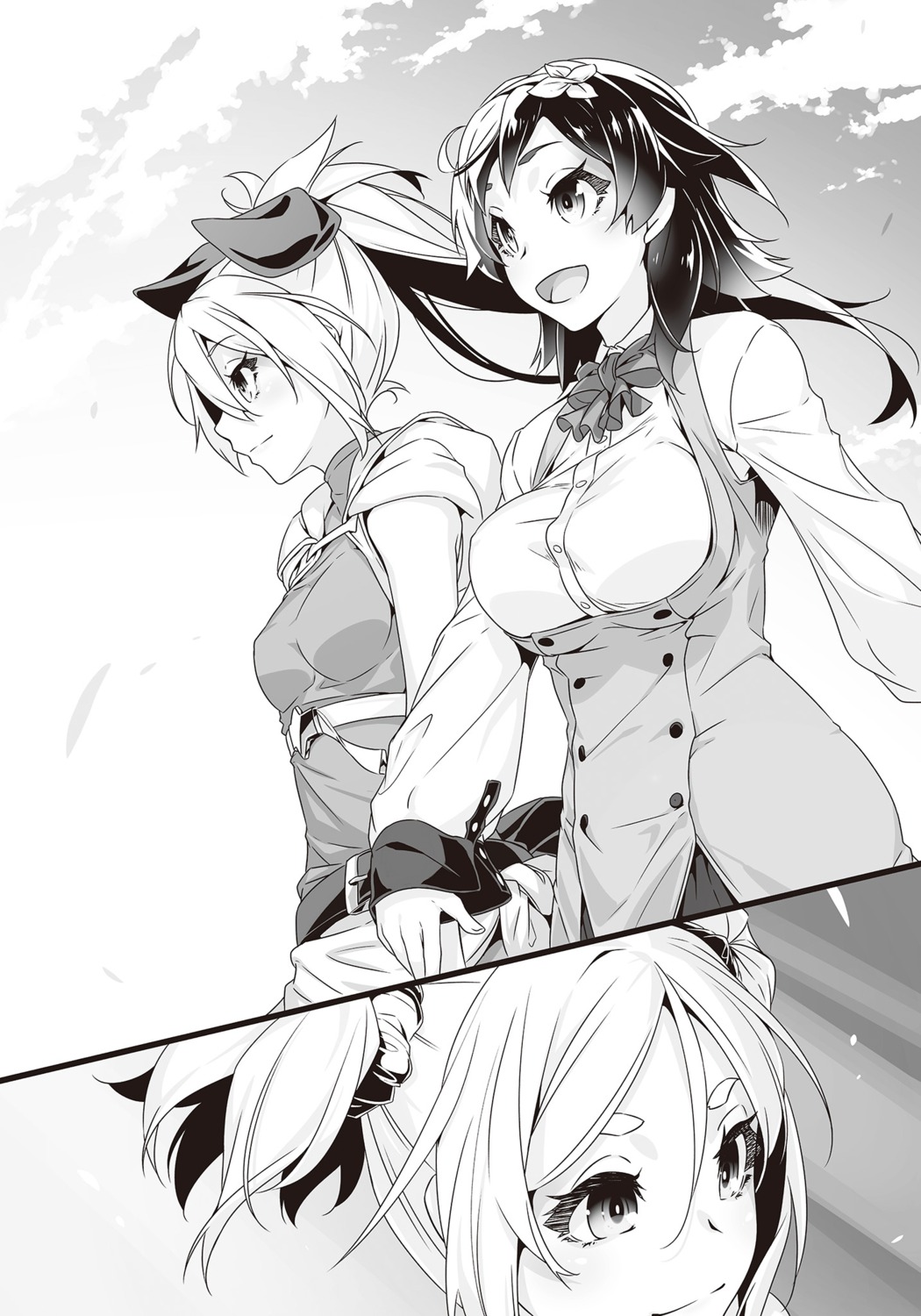 menou_(shokei_shoujo), momo_(shokei_shoujo), monochrome, nilitsu, seifuku, shokei_shoujo_no_virgin_road, tokitou_akari