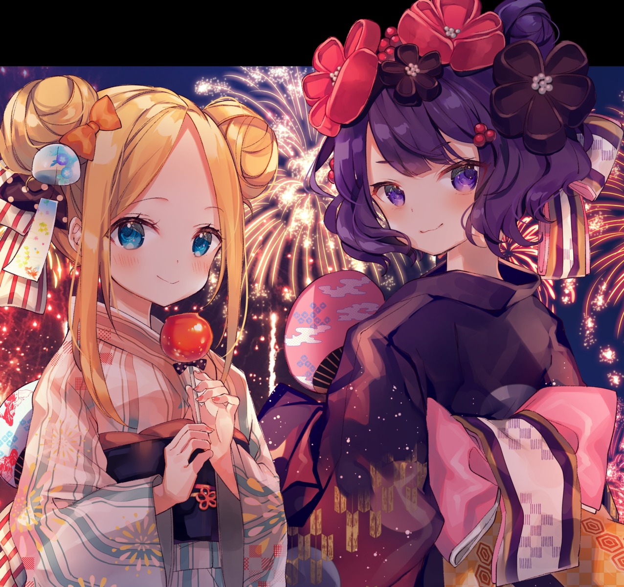 abigail_williams_(fate), ana, fate/grand_order, katsushika_hokusai_(fate), yukata